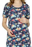 Camasa pentru alaptat, bluemarin cu flamingo