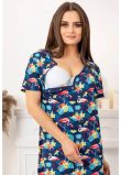 Camasa pentru alaptat, bluemarin cu flamingo
