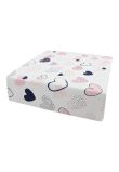 Cearceaf Prichindel, patut, alb cu inimioare roz 120x60 cm