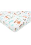 Cearceaf Prichindel, patut, Ursulet si trenulet, multicolor, 140x70 cm