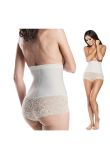 Chilot modelator, cu talie inalta, poliamida, Ina, crem