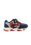 Incaltaminte sport cu beculet, material textil, Spider Man, albastru cu negru