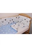 Lenjerie 2 fete, 5 piese, coronite Prince albastru, 140 x 70 cm