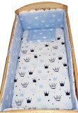 Lenjerie 2 fete, 5 piese, coronite Prince albastru, 140 x 70 cm