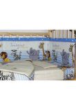 Lenjerie  3 piese animalute albastra, 120x 60