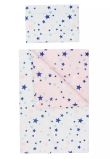 Lenjerie 3 piese, bumbac, 2 fete, stelute, roz, 120x60 cm