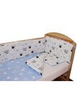 Lenjerie 4 piese, 2 fete, coronite Prince albastru, 120 x 60 cm