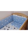 Lenjerie 4 piese, 2 fete, coronite Prince albastru, 120 x 60 cm
