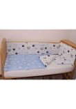 Lenjerie 4 piese, 2 fete, coronite Prince albastru, 120 x 60 cm