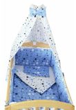 Lenjerie 6 piese, 2 fete, Stelutele albastre, cu baldachin, multicolor, 140x70 cm