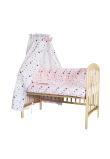Lenjerie 6 piese, 2 fete, Stelutele roz, cu baldachin, 140x70 cm