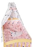 Lenjerie 6 piese, 2 fete, Stelutele roz, cu baldachin, 140x70 cm
