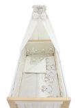 Lenjerie 6 piese, cu baldachin, Ursulet sir, crem, 140x70 cm