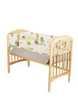 Lenjerie cu baldachin, 6 piese, bufnite mari, verzi, 120x60 cm