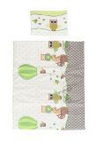 Lenjerie cu baldachin, 6 piese, bufnite mari, verzi, 120x60 cm