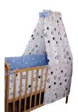 Lenjerie cu baldachin, 6 piese, coronite Prince albastru, 120 x 60 cm