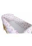 Lenjerie patut 7 piese, Maxi, inimioare roz, 120x60 cm