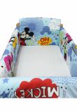 Lenjerie patut 7 piese, Maxi, Minnie si Mickey, albastru, 120x60cm