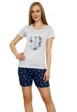 Pijama femei, pantalon scurt, Let the Sea set you Free, gri