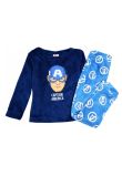 Pijama maneca lunga, plus, poliester, Captain America, albastru