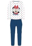 Pijama ML, bumbac, cu imprimeu, alb cu buline, pantaloni bleumarin
