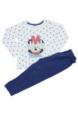 Pijama ML, bumbac, cu imprimeu, alb cu buline, pantaloni bleumarin