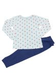 Pijama ML, bumbac, cu imprimeu, alb cu buline, pantaloni bleumarin