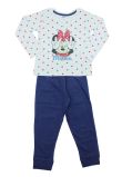 Pijama ML, bumbac, cu imprimeu, alb cu buline, pantaloni bleumarin