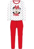 Pijama ML, bumbac, cu imprimeu, alba cu buline, pantaloni rosii