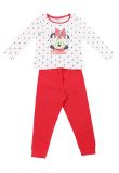 Pijama ML, bumbac, cu imprimeu, alba cu buline, pantaloni rosii