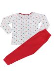 Pijama ML, bumbac, cu imprimeu, alba cu buline, pantaloni rosii