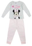 Pijama ML, bumbac, cu imprimeu, gri cu dungi roz