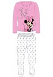 Pijama ML, bumbac, cu imprimeu, Minnie Mouse, roz cu pantalon gri