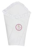 Port bebe multifunctional, bumbac, alb cu ingeras roz, 80 x 75 cm