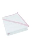 Prosop cu gluga, bumbac, alb cu roz, 80 x 100 cm