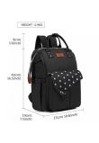 Rucsac pentru mamici, cu mufa USB, negru cu buline mari