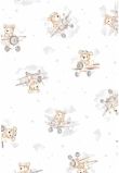 Set 2 aparatori, bumbac, Urs in avion crem, 120x60 cm, alb