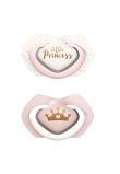 Set 2 suzete, tetina din silicon, Little Princes, roz, 6-18 luni