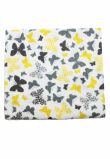 Set 3 scutece, bumbac fluturasi gri si galbeni, 80x70cm