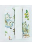Set 3 scutece, bumbac, Owls, multicolor, 80x70 cm