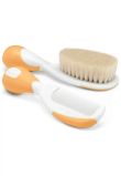 Set perie din par naturala si piaptan, Chicco, portocaliu, +0 luni