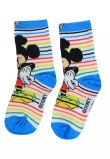 Sosete, 55% bumbac, Mickey Mouse, cu dungi, multicolor