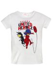 Tricou fete, bumbac, United Heroez, alb