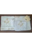 Trusou botez, 7 piese, Aripi de ingerasi auriu, bumbac, alb