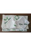 Trusou botez din muselina, 7 piese, frunze de maslin, alb