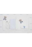 Trusou botez din muselina, 7 piese, Sasha cu ursulet, brodat, alb