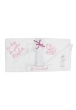 Trusou botez din muselina, alb, 7 piese, brodat, ingeras roz