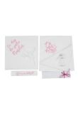Trusou botez din muselina, alb, 7 piese, brodat, ingeras roz