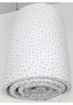 Aparatoare laterala patut, doua fete, gri cu stelute albe, 180 x 30 cm