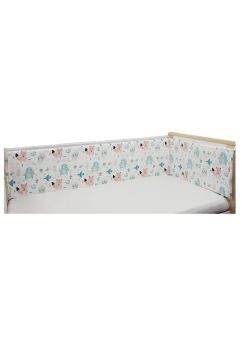 Aparatoare laterala patut, Ursuletul cu esarfa, roz cu turcoaz, 180 x 30 cm